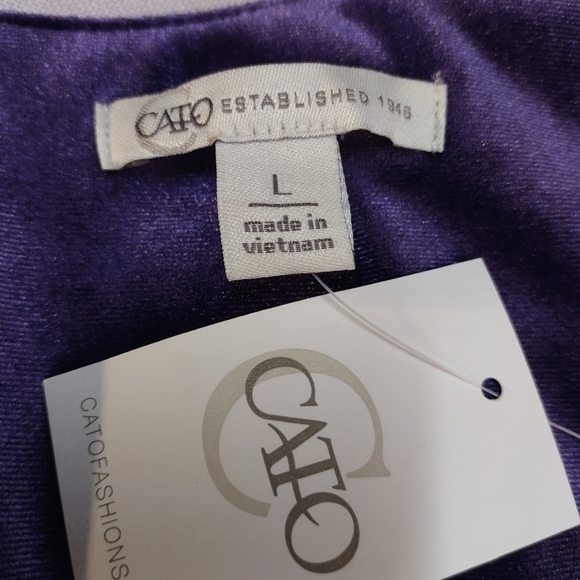 CATO Women's Purple Velvet V-Neck Ruffled Wrap Dress Size Large NWT - Picture 10 of 11